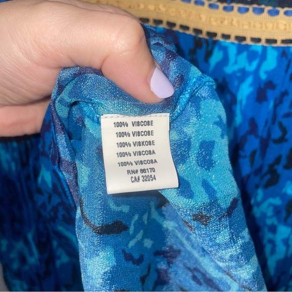 bl^nk bl-nk London Anthropologie Blue Leopard cheetah Miranda Peasant Blouse XS - Picture 9 of 9